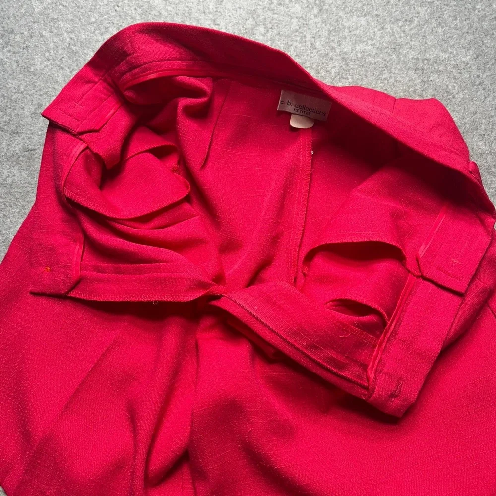 C.B. Collections Shorts Women 10P Red Polyester‎ Rayon Vintage Pleated High Rise